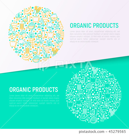 Organic products concept in circle - Stock Illustration [45279565] - PIXTA
