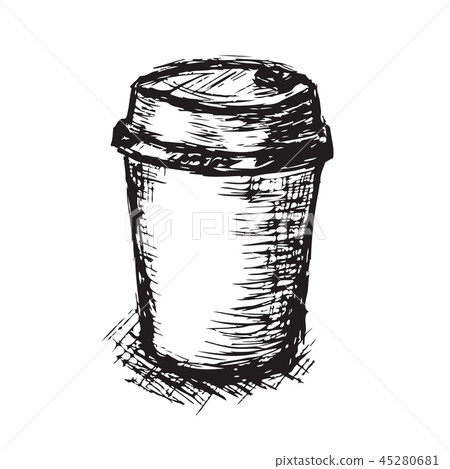 Coffee paper cup in sketch hand  45280681