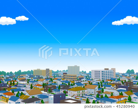 城市山頂居民區天空和城市 城市山頂居民區天空和城市 45280940