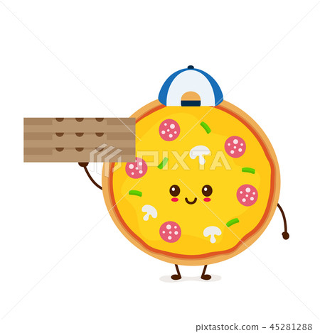 Cute smiling funny cute pizza Cute smiling funny cute pizza 45281288