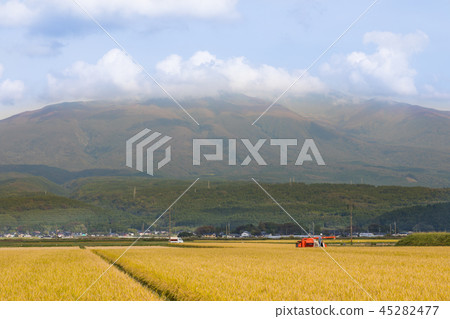 Mt Chokai And Riceho Stock Photo