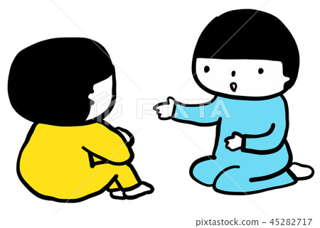 Talk Listening Children Vector Aokiirokun 45282717