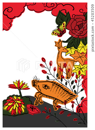 新年賀卡_野豬_幸運符垂直 新年賀卡_野豬_幸運符垂直 45283509