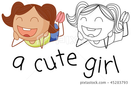 Doodle cute girl character Doodle cute girl character 45283793