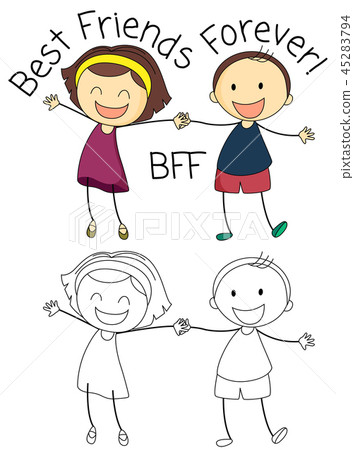 Doodle boy and girl best friends 45283794