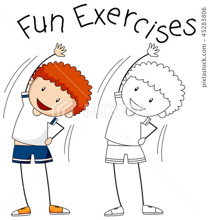 插图素材: doodle boy character exercise