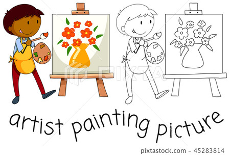 Doodle artist character on white background Doodle artist character on white background 45283814