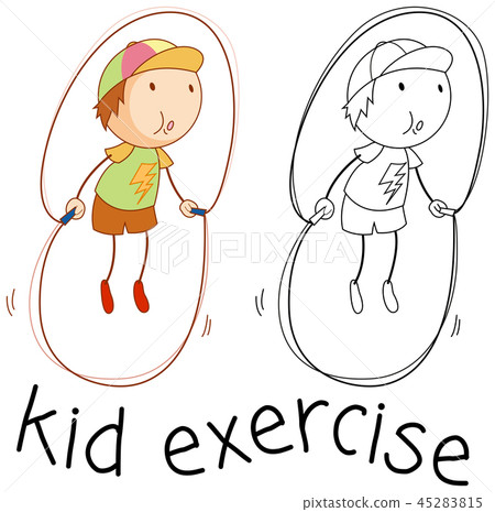 Doodle boy skipping rope Doodle boy skipping rope 45283815