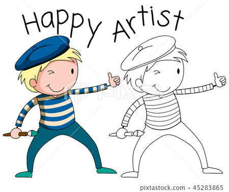 Doodle happy artist character Doodle happy artist character 45283865