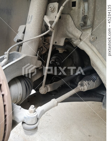 Close up rubber sheathed shaft drive car is broken 45284135