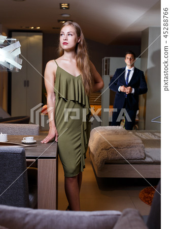 Elegant girl in home interior with man 45288766