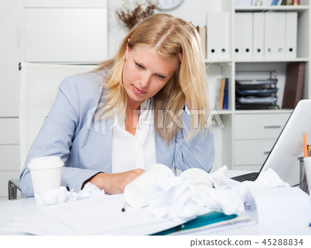 Exhausted of hard work business lady 45288834