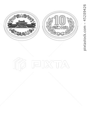 Japanese yen ten yen coin diagonal line Japanese yen ten yen coin diagonal line 45289426