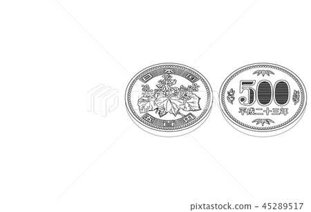 Japanese yen five hundred yen coin diagonal line Japanese yen five hundred yen coin diagonal line 45289517