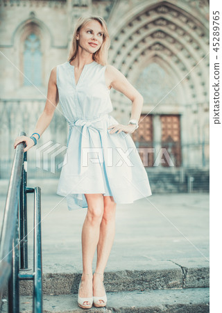 adult smiling woman in the historical city 45289765