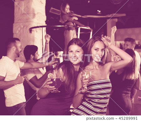 females joying and dancing on party females joying and dancing on party 45289991