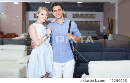 Portrait of a couple who are happy of the purchase Portrait of a couple who are happy of the purchase 45290018