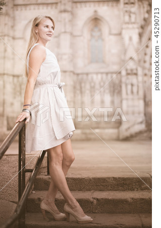 adult smiling woman in the historical city 45290713