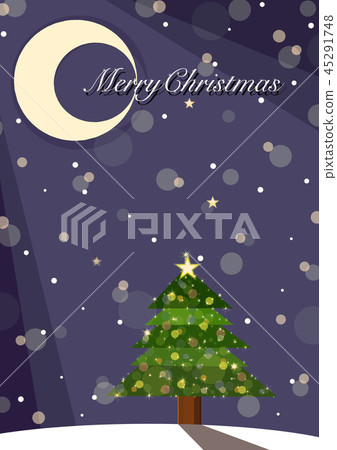 Christmas tree and crescent moon 45291748