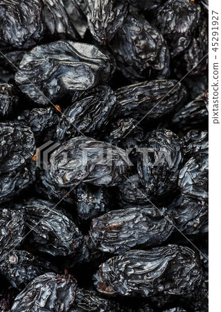 Black Raisin texture, popular dried fruit. Dried Black Raisin texture, popular dried fruit. Dried 45291927