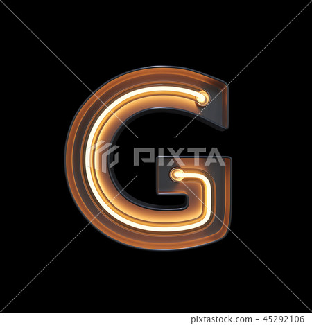 Neon Light Alphabet G with clipping path 45292106