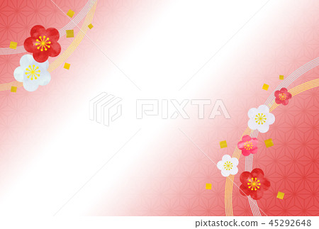 梅花和Mizuhiki（紅色和白色） 45292648