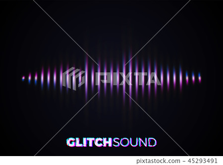 Audio or sound wave with music volume peaks and color glitch effect Audio or sound wave with music volume peaks and color glitch effect 45293491