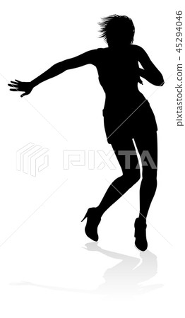 Singer Pop Country or Rock Star Silhouette Woman Singer Pop Country or Rock Star Silhouette Woman 45294046