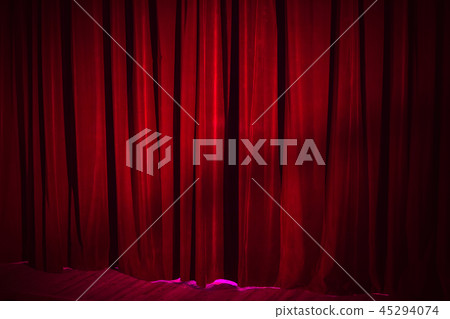 Dark red vintage velvet curtain in theatre Dark red vintage velvet curtain in theatre 45294074
