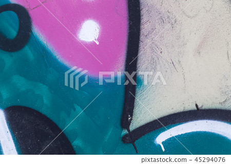 Abstract graffiti fragment over gray wall Abstract graffiti fragment over gray wall 45294076