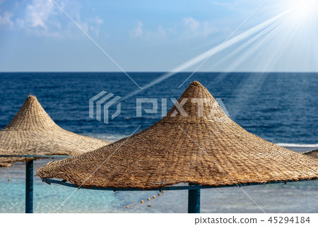 Straw Beach Umbrellas - Red Sea Egypt 45294184