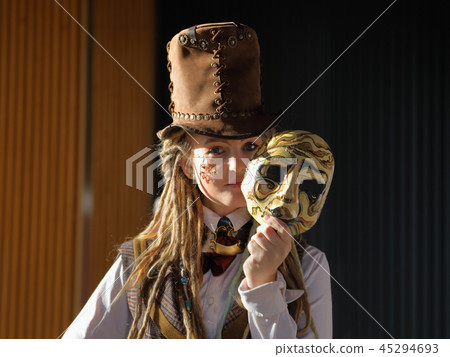 Pretty girl in a fantasy clothes with the mask Pretty girl in a fantasy clothes with the mask 45294693