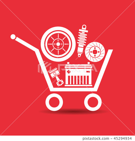 Auto parts in the supermarket trolley Auto parts in the supermarket trolley 45294934