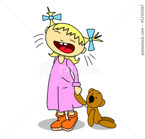 Stock Illustration Crying Girl With Teddy Bear 45295097
