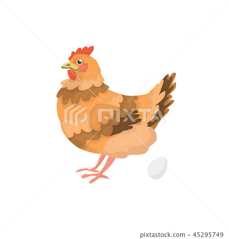 hen standing near egg hen standing near egg 45295749