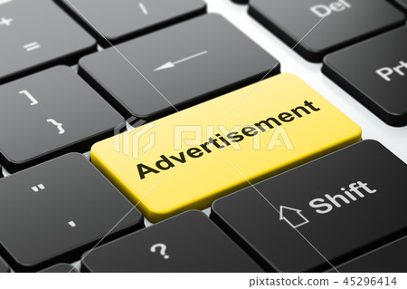 Advertising concept: Advertisement on computer keyboard background Advertising concept: Advertisement on computer keyboard background 45296414