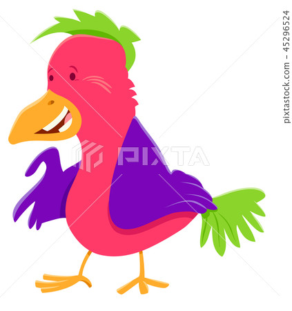 funny colorful bird cartoon character 45296524