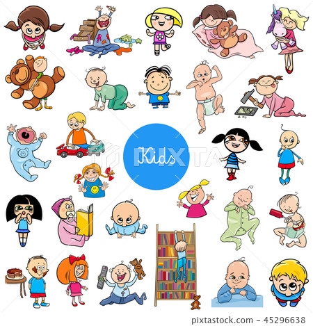 cartoon kids characters big set 45296638