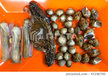 Fresh seafood in chabu store ready to eating Fresh seafood in chabu store ready to eating 45296700
