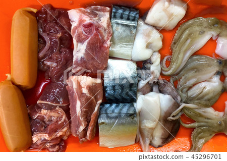 Fresh seafood in chabu store ready to eating Fresh seafood in chabu store ready to eating 45296701