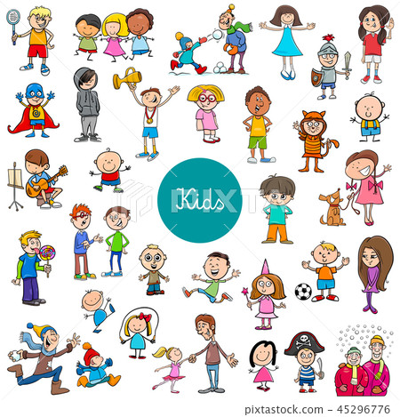 cartoon children characters large set 45296776