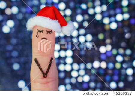 Finger art of lonely woman is crying Finger art of lonely woman is crying 45296858