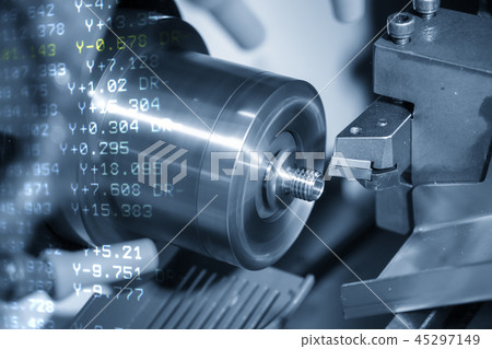 Abstract scene of  CNC lathe. 45297149