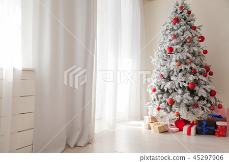 Christmas presents new year holidays Christmas tree red white Christmas presents new year holidays Christmas tree red white 45297906