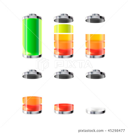 Set of battery icons with different charge level 45298477
