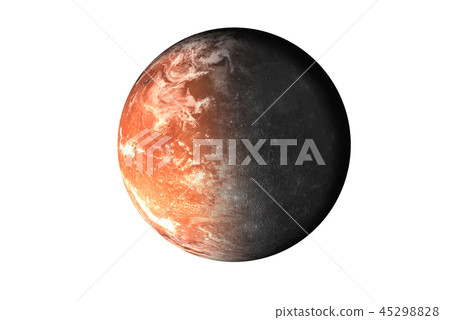 Half planet Mercury with half Mars planet 45298828