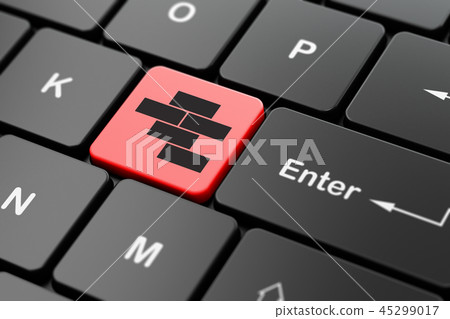 Constructing concept: Bricks on computer keyboard background Constructing concept: Bricks on computer keyboard background 45299017