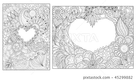 Florals lay in heated shape for cards and coloring 45299882