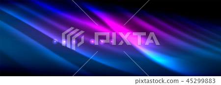 Liquid neon flowing waves, glowing light lines background 45299883