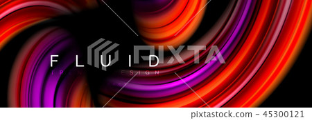 Wave fluid flowing colors motion effect, holographic abstract background. Vector illustration Wave fluid flowing colors motion effect, holographic abstract background. Vector illustration 45300121